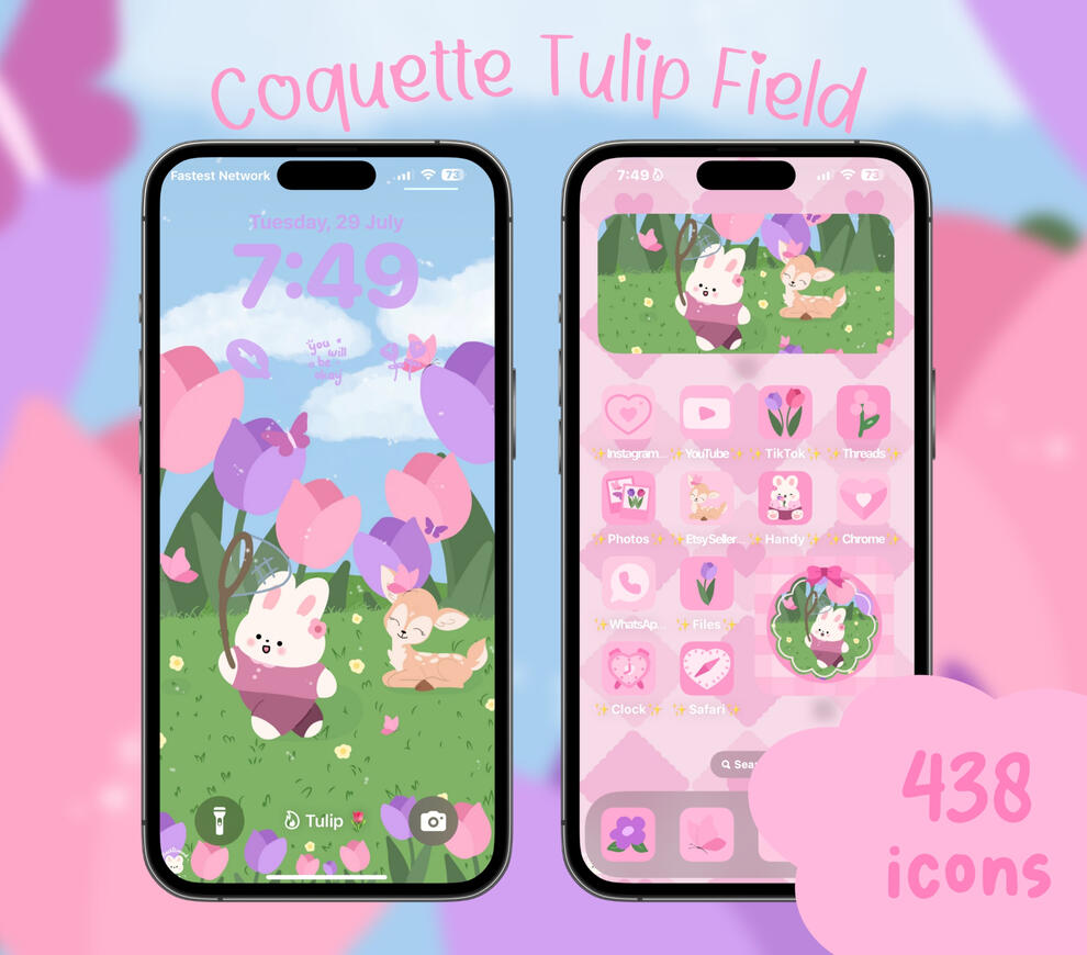 Pink Bunny Winter Wonderland Icon Set ☃️❄️