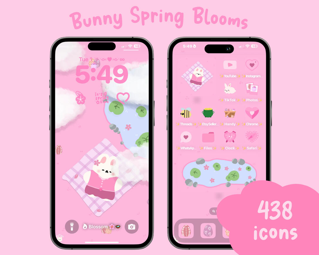 Pink Bunny Winter Wonderland Icon Set ☃️❄️