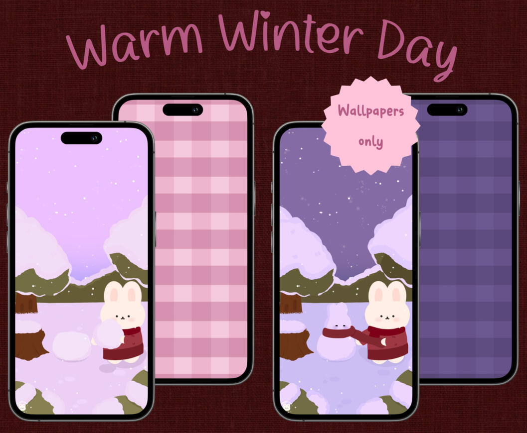 Pink Bunny Winter Wonderland Icon Set ☃️❄️